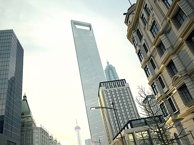 现代办公楼 上海街道 陆家嘴建筑 高层办公楼