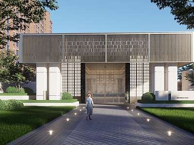 现代小区景观 现代住宅大门 简约居住区入口 轻奢住宅大门