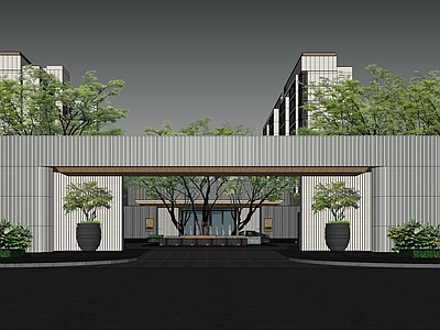 现代售楼处建筑 现代住宅示范区 社区大堂 酒店式前场