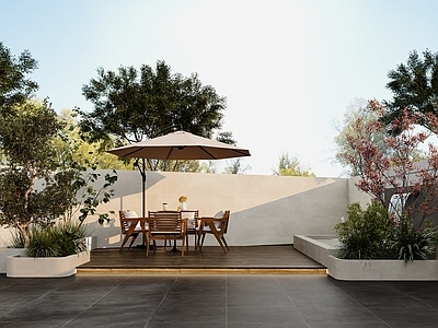 现代中古阳台 休闲露台 露天 庭院