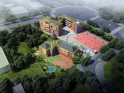现代学校外观 学校 小学