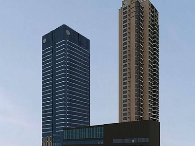 现代商场外观 现代高层商业综合 高层办公楼