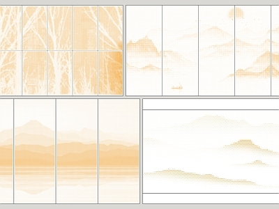现代新中式背景墙 背景墙 现代穿孔板 山水画穿孔板 冲孔背景墙