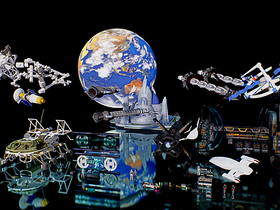 其他交通工具 星球宇宙太空 机器人太空站 元宇宙科幻未来 赛博朋克蒸汽波 宇宙飞船火箭