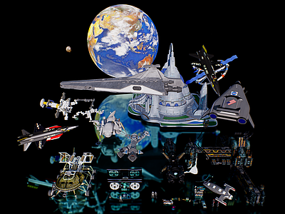 现代新中式其他美陈 赛博朋克 宇宙飞船火箭 元宇宙科幻未来 机器人太空站 星球宇宙太空
