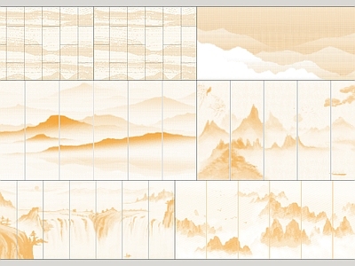 现代新中式背景墙 现代穿孔板 山水画穿孔板 护墙板 冲孔板 发光板