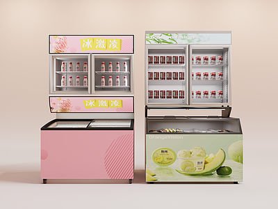 现代便利店 便利店 零食店 双层雪糕柜 雪糕陈列柜