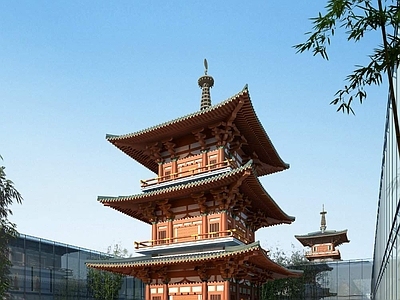中式博古架 白岩寺 日式古建筑 寺庙 古塔 宝塔