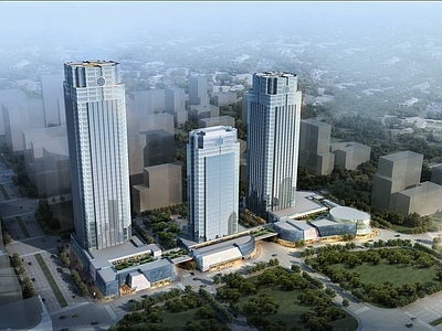 现代商场外观 现代城市商业综合 万达广场 高层办公楼