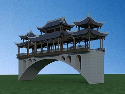 中式桥 中式桥 古建筑 廊桥 连廊