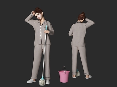 现代做家务女人