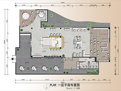 现代原木书店 两层书吧平面布局 含PSD彩平图 生态环保书吧平面 平面布置图 书店图书馆平面图 施工图