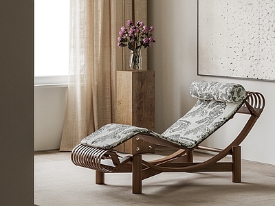 中古法式躺椅 Cassina Tokyo 花纹躺椅 花瓶花艺 懒人躺椅