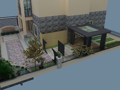 现代住宅景观 小院景观 小院规划 景观