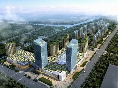 现代商场外观 现代城市商业综合 高层办公楼
