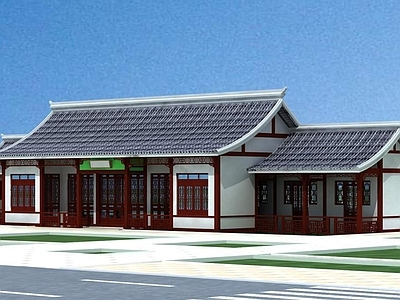 中式公厕 中式小建筑 管理用房 景观建筑