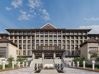 新中式中式酒店建筑 茅台酒店 山地酒店建筑 高层酒店建筑 酒店大门 温泉酒店建筑