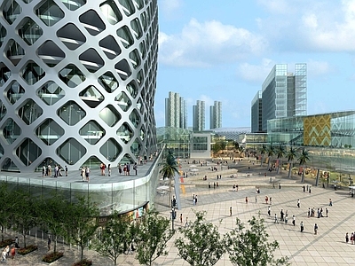 现代体育馆外观 现代城市综合体 体育馆 超高层办公楼