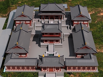 中式中古古建 古建 唐式 寺庙 中式建筑