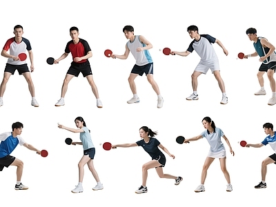 多人 2D打乒乓球人物 运动人物 多人运动