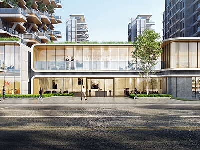 现代售楼处建筑 现代售楼处 曲线示范区 售楼处