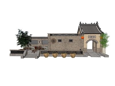 复古中式古建筑 古建 街区 商住一体