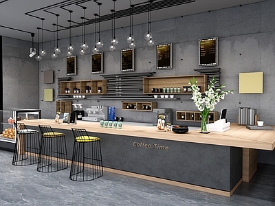现代吧台 现代咖啡吧台 咖啡店 收银台