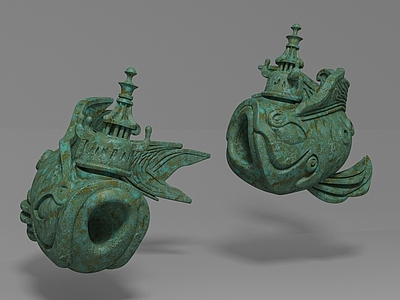 水生类动物 鲤鱼龙鱼三星堆 古代文物 青铜器 雕塑雕像 美陈装饰