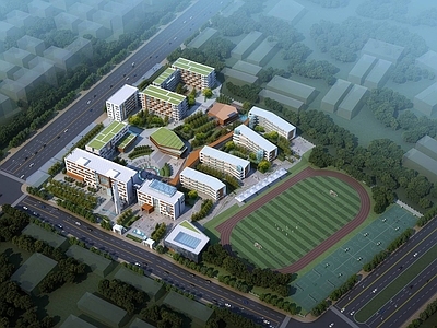 现代学校外观 中小学