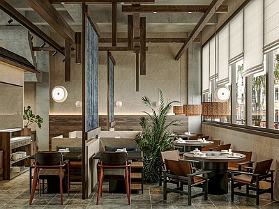 现代茶餐厅 云南菜馆 云南野生菌火锅店 侘寂风菜馆 圆桌椅 莱姆石