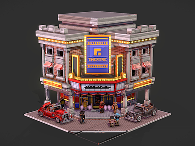 现代艺术风格建筑 剧院 卡通房子 别墅 个人住宅 卡通建筑