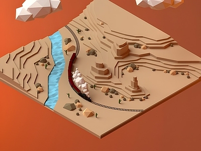 现代其他景观小建筑 小场景地形沙盘