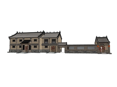 中式复古古建筑 古建 古建大院 大连体古建院落