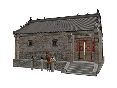 中式复古古建筑 古城住户 复古建筑