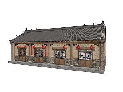 中式复古古建筑 古建 铺面 粮铺 古城建筑