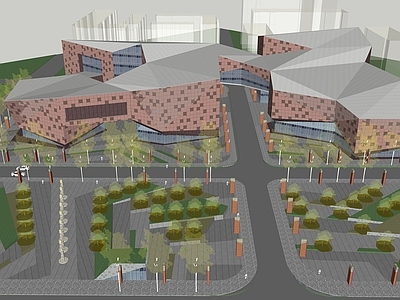 现代轻奢图书馆建筑 文教建筑 图书馆建筑 展览馆建筑