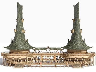 现代古代建筑住宅房子