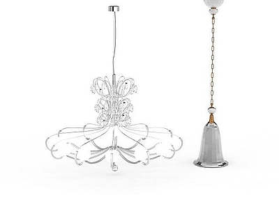 现代封闭式厨房 花样吊灯组合