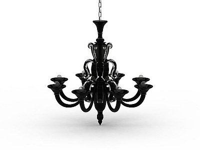 现代封闭式厨房 黑色水晶吊灯