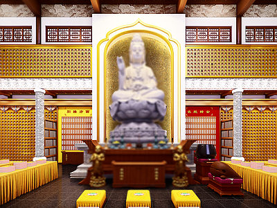 中式新中式寺庙建筑 观音殿