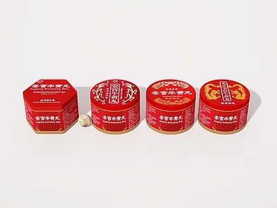 新中式现代摆件组合 药盒 药品 中药 安宫牛黄丸 药