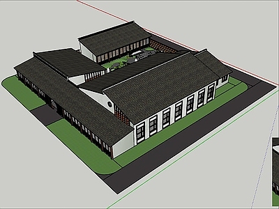 新中式四合院 民宿 四合院 住宅建筑