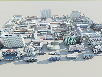 现代简约鸟瞰规划 远景建筑合集 远景建筑群 配景住宅楼 楼群 住宅