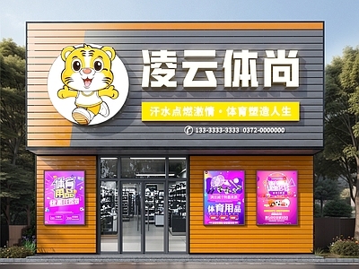 现代其他商业空间 门头店面体育用品