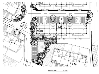景观平面图 龙湖住宅植物平面 施工图