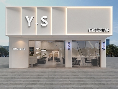 现代其他商业空间 理发店门头
