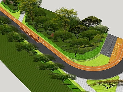 现代景观公园 公园 运动公园 运动跑道 公园跑步跑道