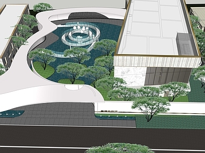 现代极简小区景观 示范区