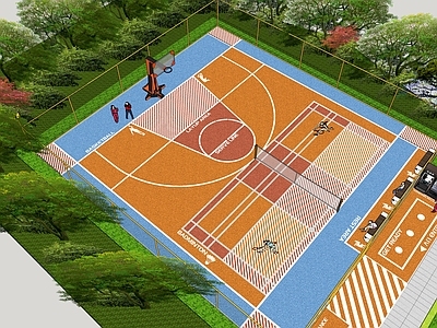 现代篮球场 篮球场 网球场 户外篮球场