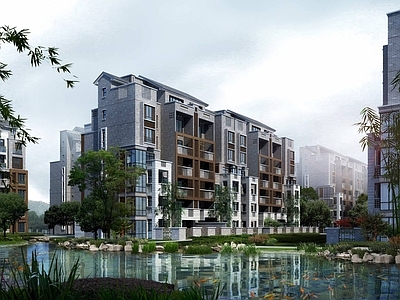 中式高层住宅 中式商业住宅小区 多层住宅